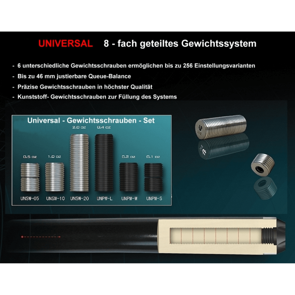 Gewichtsschrauben Universal Komplett-Set Detail