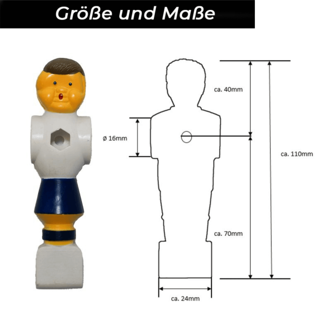 Kickerfigur Champion Set mit 11 Stück Maße