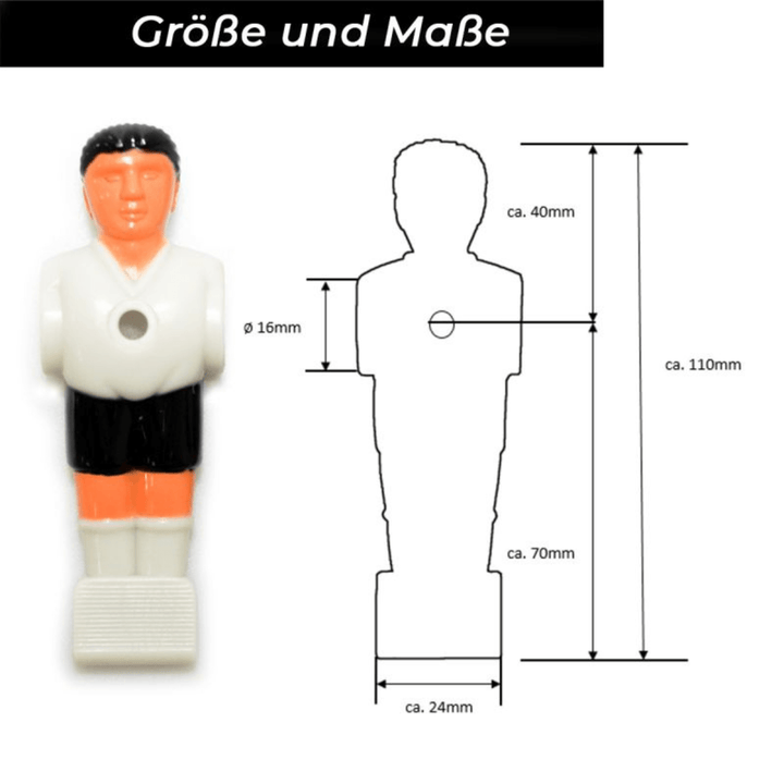 Kickerfigur Profi Set mit 11 Stück Maße