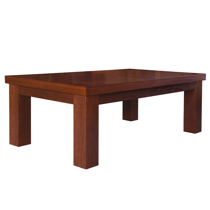 Abdeckplatte Trento in Mahagoni – hochwertige Holzkombination zur Nutzung des Billardtischs als Esstisch.