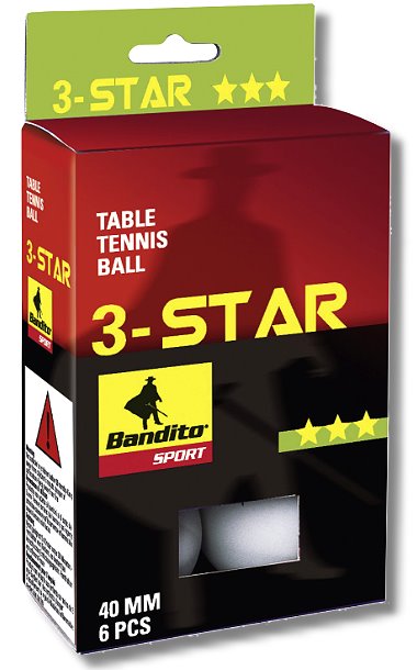 Bandito Tischtennisbälle 3-Star 6er Set weiß 40 mm Turnierbälle für Training und Wettkampf